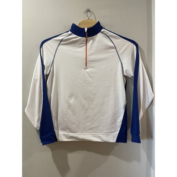 FootJoy‎ Golf Pullover Mens Size M 1/4 Zip Nylon Spandex White Blue - Picture 1 of 6